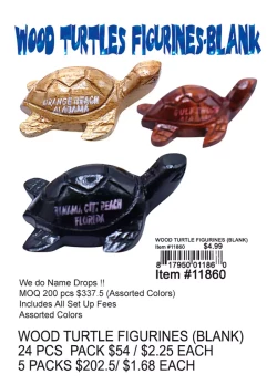 Wood Turtle Figurines (Blank)